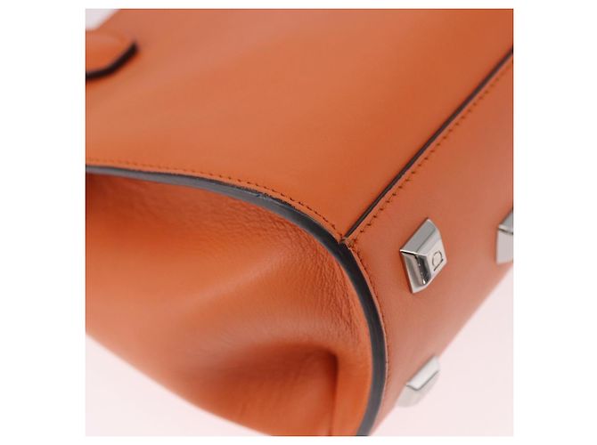 Borsa Salvatore Ferragamo Gancini in Pelle 2 modi Arancione Argento Auth 191599A - vista 14