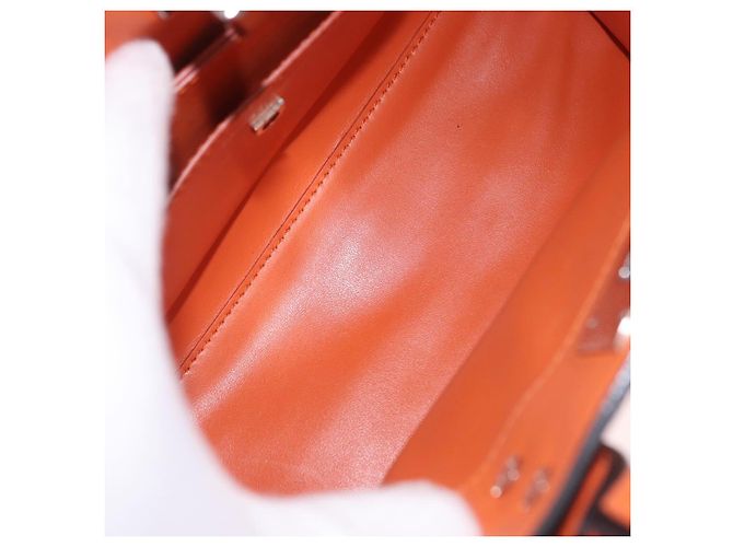 Borsa Salvatore Ferragamo Gancini in Pelle 2 modi Arancione Argento Auth 191599A - vista 18