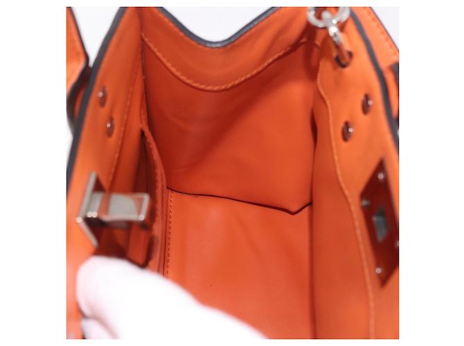 Borsa Salvatore Ferragamo Gancini in Pelle 2 modi Arancione Argento Auth 191599A - vista 19