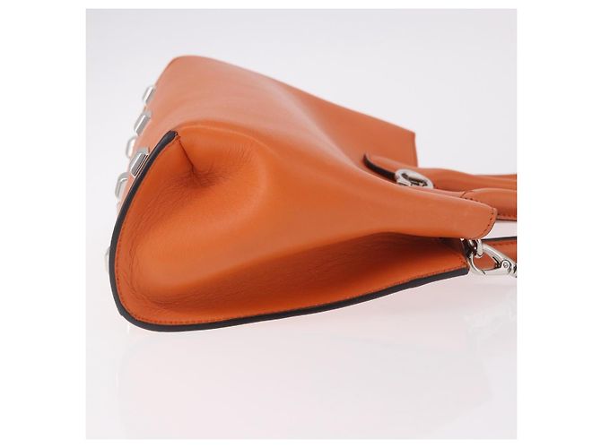 Borsa Salvatore Ferragamo Gancini in Pelle 2 modi Arancione Argento Auth 191599A - vista 4