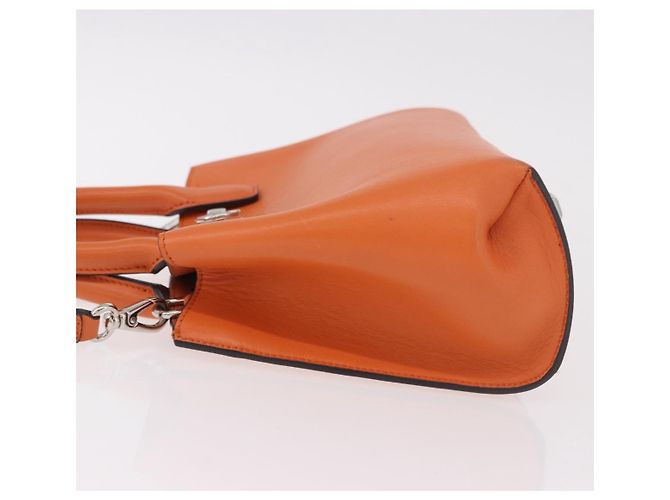 Borsa Salvatore Ferragamo Gancini in Pelle 2 modi Arancione Argento Auth 191599A - vista 5