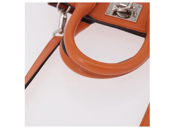 Borsa Salvatore Ferragamo Gancini in Pelle 2 modi Arancione Argento Auth 191599A - vista 7
