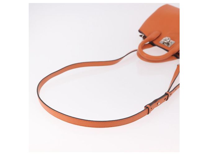Borsa Salvatore Ferragamo Gancini in Pelle 2 modi Arancione Argento Auth 191599A - vista 9