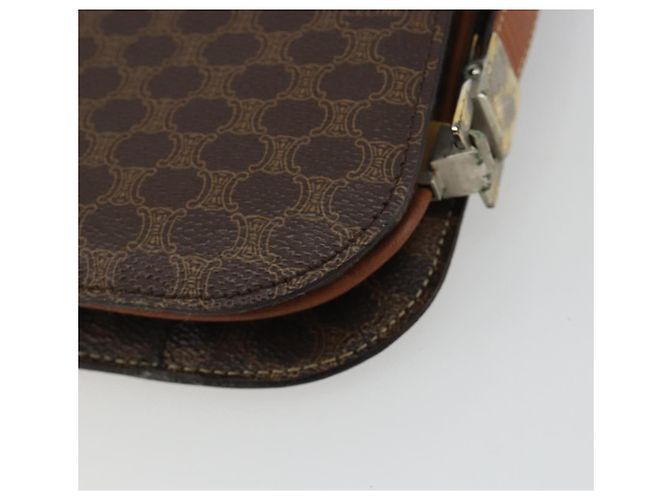 Céline Borsa a Spalla CELINE Macadam Canvas PVC Pelle Marrone Oro Auth 190905A D'oro - vista 12