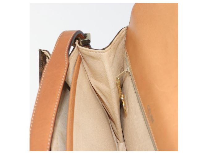 Céline Borsa a Spalla CELINE Macadam Canvas PVC Pelle Marrone Oro Auth 190905A D'oro - vista 21