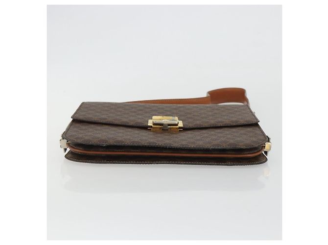Céline Borsa a Spalla CELINE Macadam Canvas PVC Pelle Marrone Oro Auth 190905A D'oro - vista 9