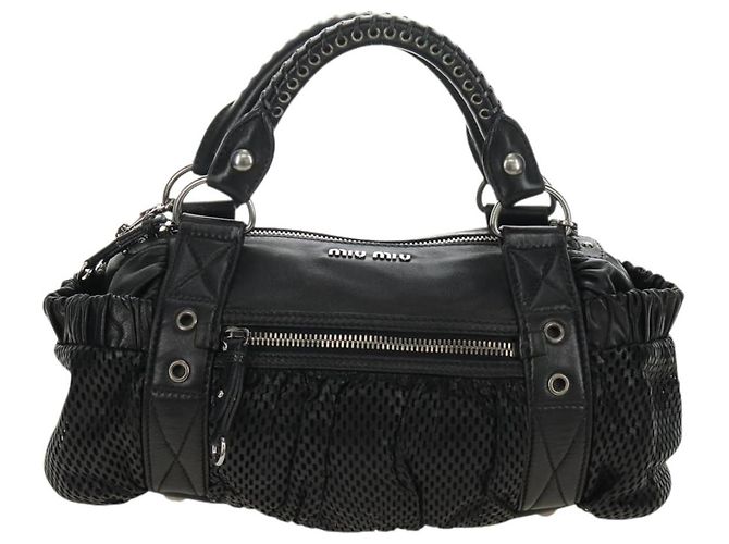Borsa Miu Miu in pelle 2way nera argento Auth BA13790V Nero - vista 2