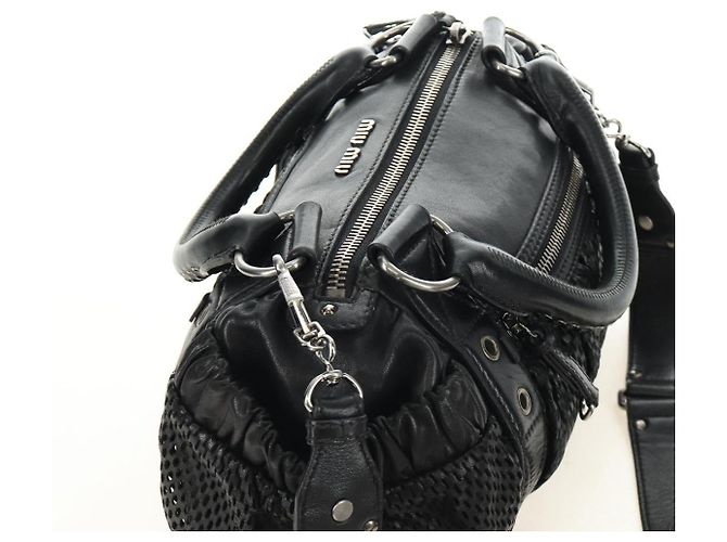 Borsa Miu Miu in pelle 2way nera argento Auth BA13790V Nero - vista 6