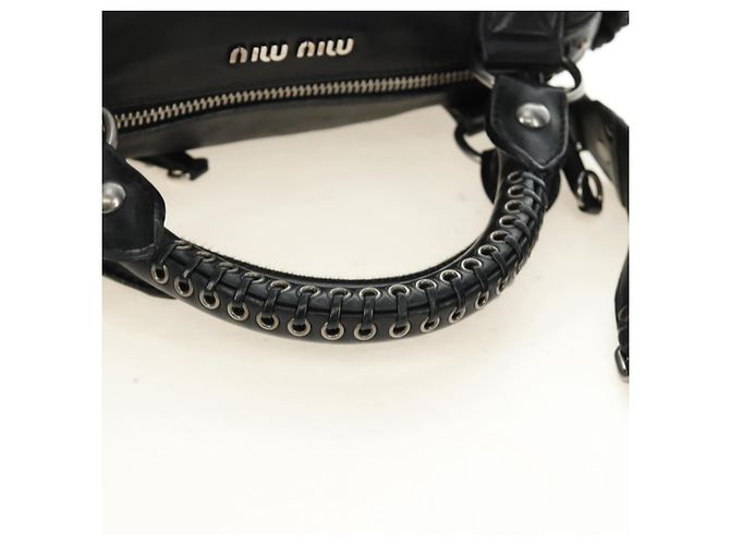 Borsa Miu Miu in pelle 2way nera argento Auth BA13790V Nero - vista 7