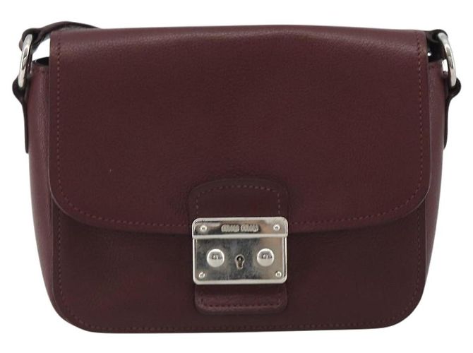 Borsa a Spalla Miu Miu in Pelle Bordeaux Argento Auth BA13896A Bordò - vista 2