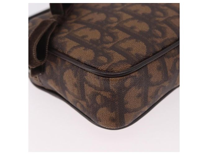 Pochette Christian Dior Trotter Canvas PVC Marrone Argento Auth 190629V - vista 10