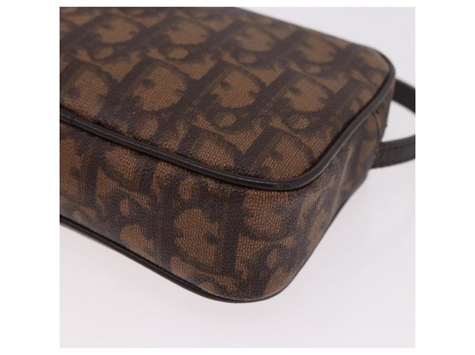Pochette Christian Dior Trotter Canvas PVC Marrone Argento Auth 190629V - vista 11