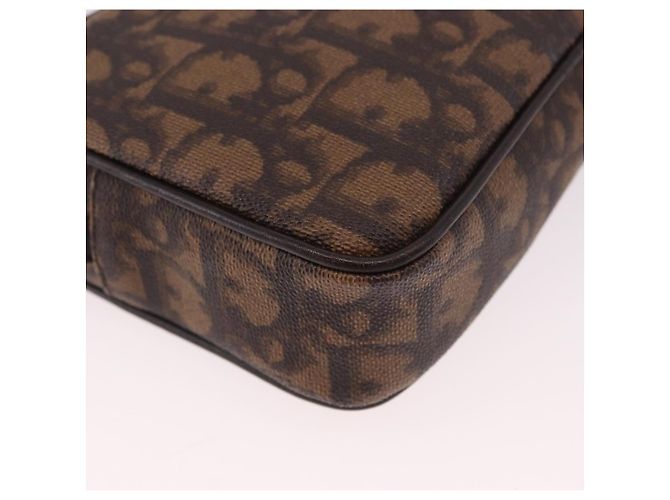 Pochette Christian Dior Trotter Canvas PVC Marrone Argento Auth 190629V - vista 12