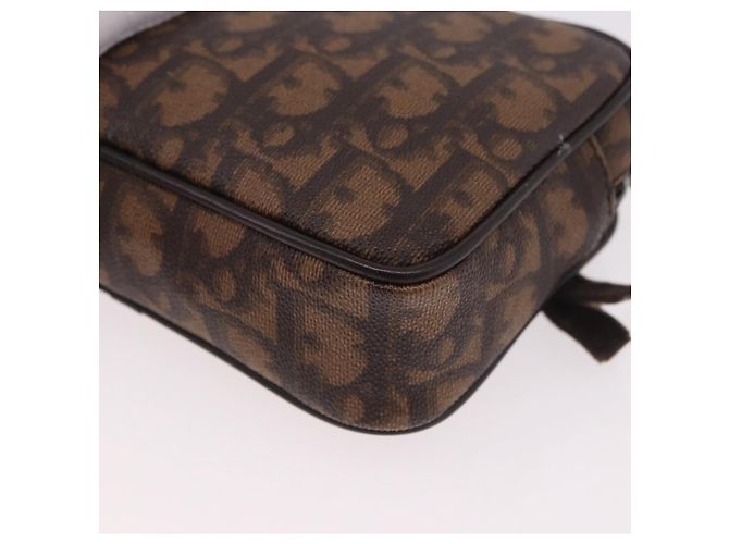 Pochette Christian Dior Trotter Canvas PVC Marrone Argento Auth 190629V - vista 13