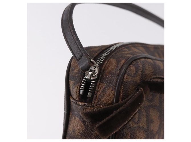 Pochette Christian Dior Trotter Canvas PVC Marrone Argento Auth 190629V - vista 15