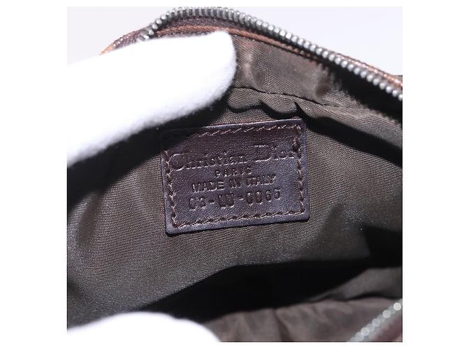 Pochette Christian Dior Trotter Canvas PVC Marrone Argento Auth 190629V - vista 16