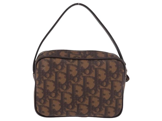 Pochette Christian Dior Trotter Canvas PVC Marrone Argento Auth 190629V - vista 3