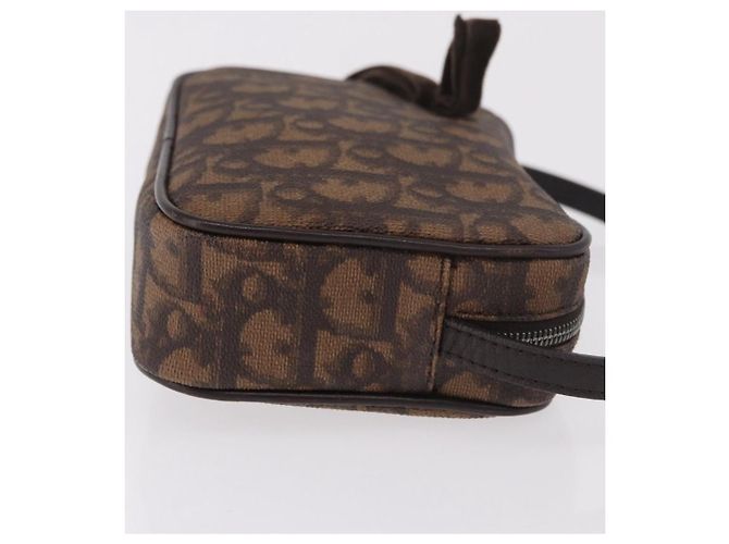 Pochette Christian Dior Trotter Canvas PVC Marrone Argento Auth 190629V - vista 4