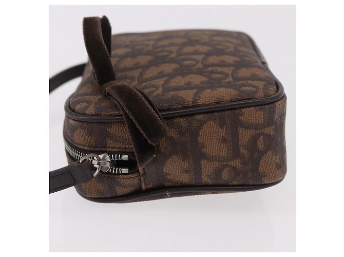 Pochette Christian Dior Trotter Canvas PVC Marrone Argento Auth 190629V - vista 5