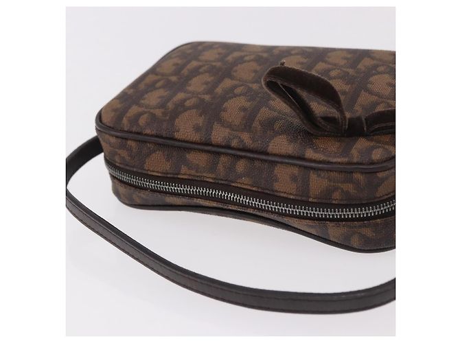 Pochette Christian Dior Trotter Canvas PVC Marrone Argento Auth 190629V - vista 6