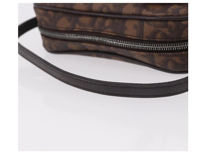 Pochette Christian Dior Trotter Canvas PVC Marrone Argento Auth 190629V - vista 7