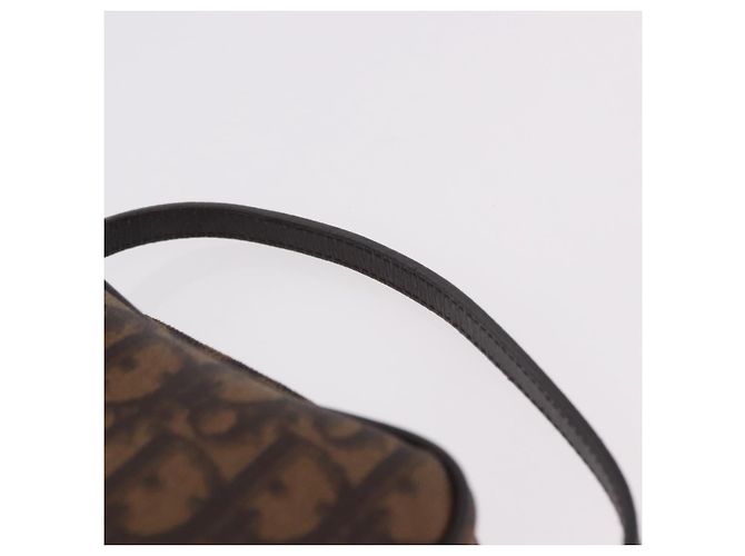 Pochette Christian Dior Trotter Canvas PVC Marrone Argento Auth 190629V - vista 8