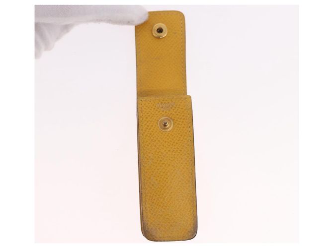 Hermès Custodia per rossetto HERMES in pelle gialla Auth ar14028 Giallo - vista 14