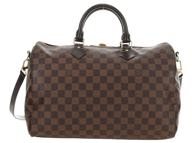 LOUIS VUITTON Damier Ebene Speedy Bandouliere 35 Hand Bag N41366 Auth 188496SAV - vista 2