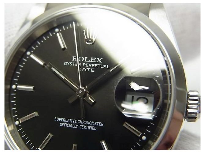 ROLEX Oyster PERPETUAL date black Ref.15200 K series Uomo Argento - vista 4