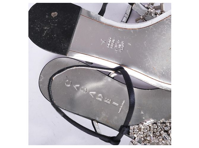 Autre Marque Sandali con listini neri Casadei con decorazioni gioiello e cristalli Argento - vista 5