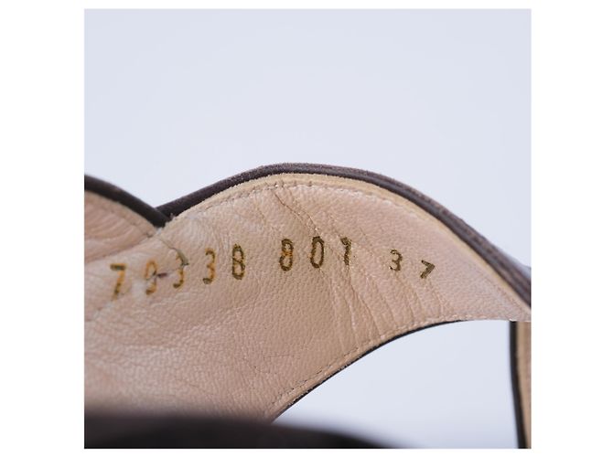 Autre Marque Sandali con zeppa Casadei in pelle effetto coccodrillo marrone - vista 8