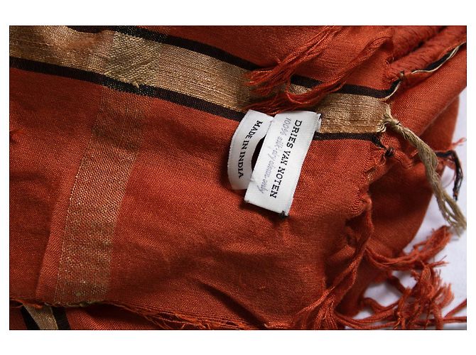 Dries van Noten, sciarpa in jacquard arancione - vista 4