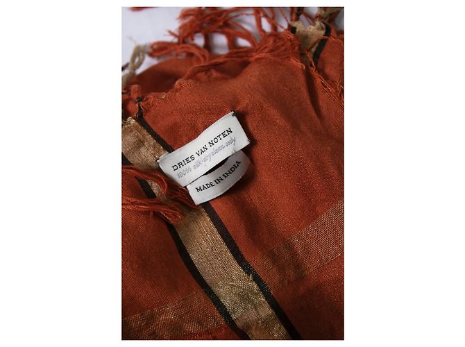 Dries van Noten, sciarpa in jacquard arancione - vista 5