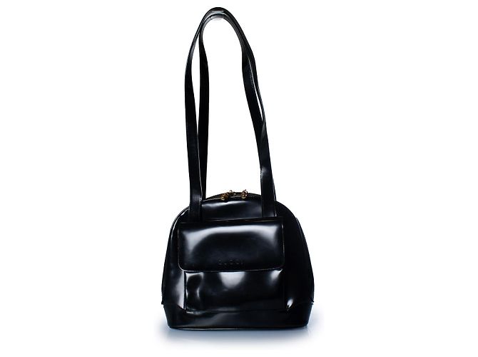 Bamboo Gucci, borsa in bambù in pelle lucida nera Nero - vista 3