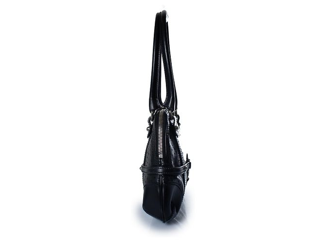 Gucci, Top-Handle-Tasche aus schwarzem, perforiertem GG-Leder - Ansicht 3