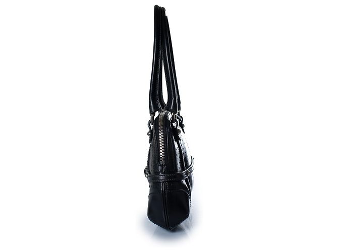 Gucci, Top-Handle-Tasche aus schwarzem, perforiertem GG-Leder - Ansicht 4