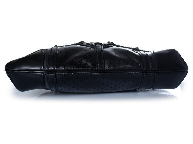 Gucci, Top-Handle-Tasche aus schwarzem, perforiertem GG-Leder - Ansicht 5