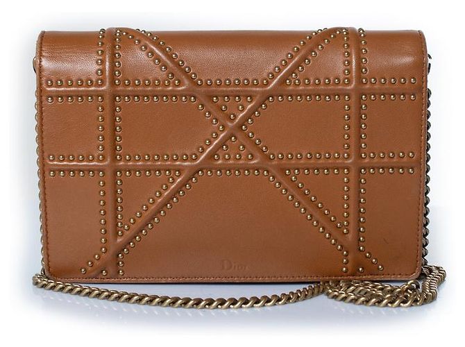 Christian Dior Dior, Mini Diorama Chain Shoulderbag mit Nieten Braun Golden - Ansicht 2