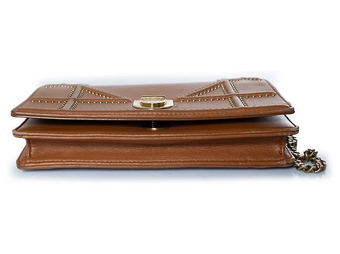 Christian Dior Dior, Mini Diorama Chain Shoulderbag mit Nieten Braun Golden - Ansicht 3