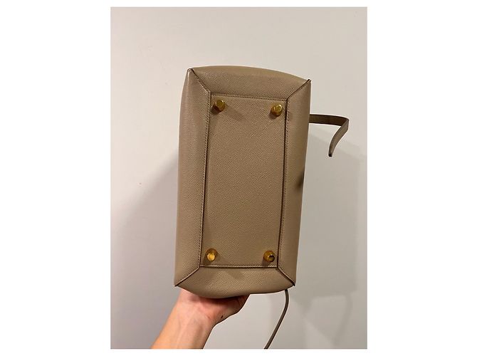 Céline Celine Belt Borsa pelle granulata beige - vista 3