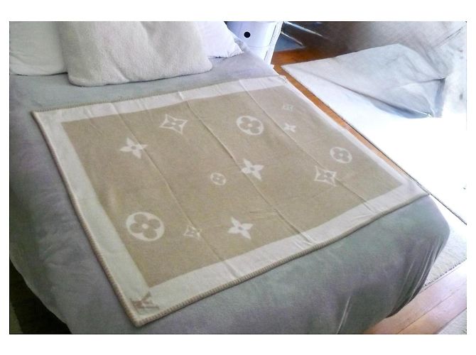 Louis Vuitton Kinder Decke Kaschmir Wolle Weiß Beige - Ansicht 2