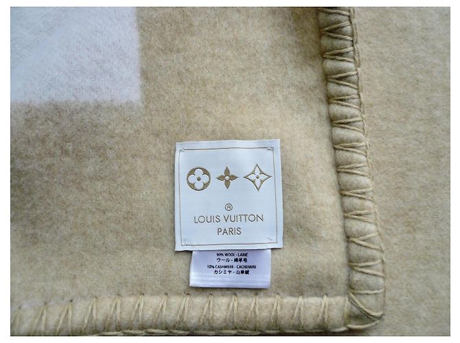 Louis Vuitton Kinder Decke Kaschmir Wolle Weiß Beige - Ansicht 3