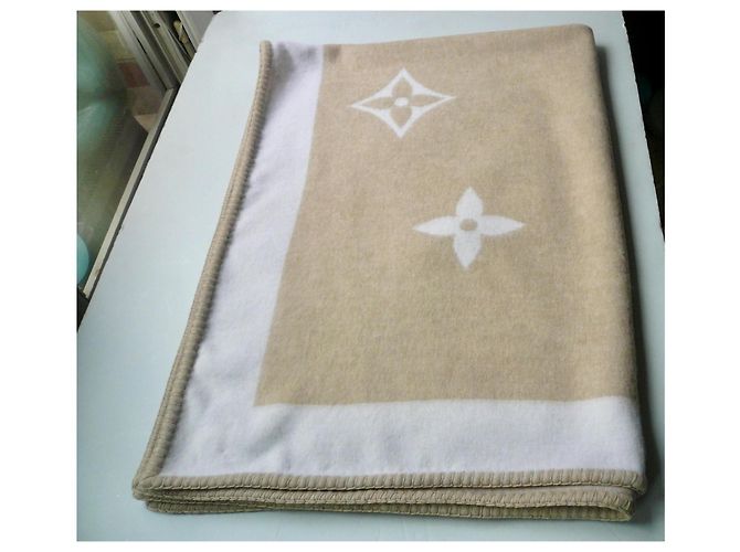 Louis Vuitton Kinder Decke Kaschmir Wolle Weiß Beige - Ansicht 4