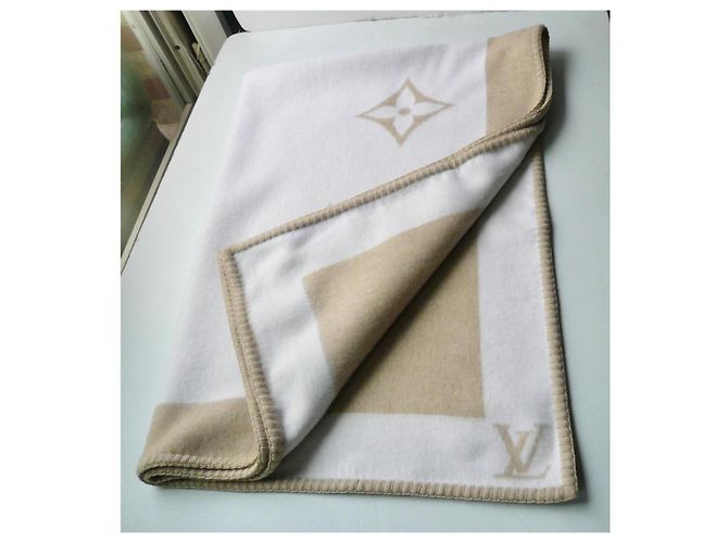 Louis Vuitton Kinder Decke Kaschmir Wolle Weiß Beige - Ansicht 6