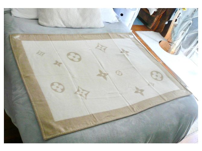 Louis Vuitton Kinder Decke Kaschmir Wolle Weiß Beige - Ansicht 7