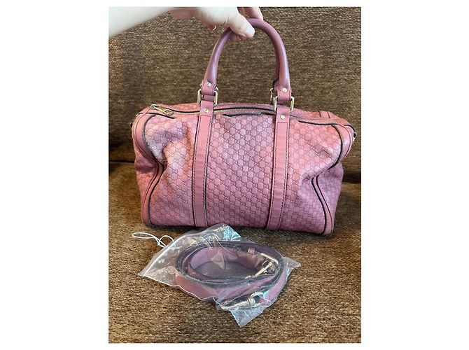 Borsa Gucci Boston in pelle rosa monogramma - vista 2