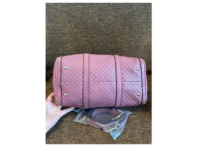 Borsa Gucci Boston in pelle rosa monogramma - vista 3