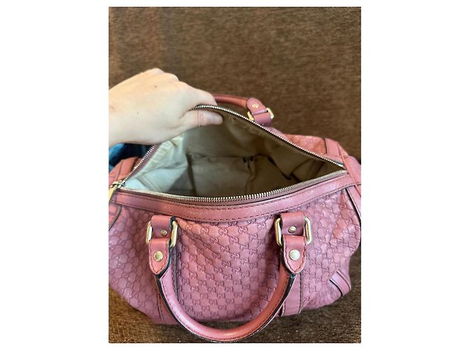 Borsa Gucci Boston in pelle rosa monogramma - vista 4