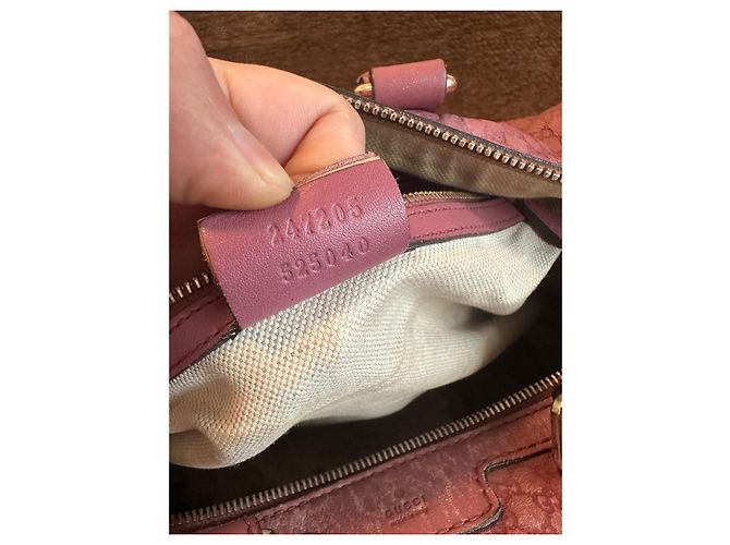 Borsa Gucci Boston in pelle rosa monogramma - vista 5