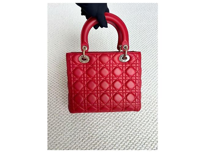 Dior Mini borsa Lady Dior in pelle rossa Rosso - vista 3